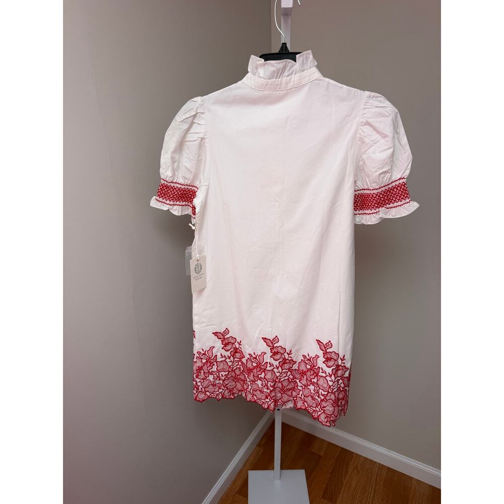 Tuckernuck Hyacinth House White & Red Embroidery Eliza Mini Dress XXS - Picture 8 of 10
